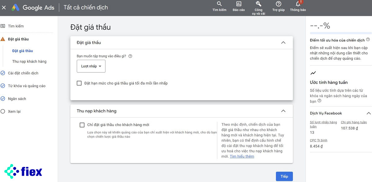 alt text: Hình ảnh minh họa đặt giá thầu trên Google Ads.