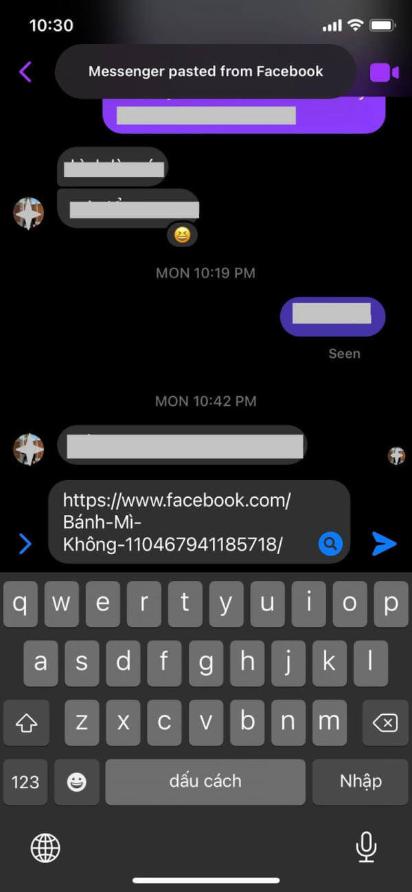 Gửi lời mời qua Messenger