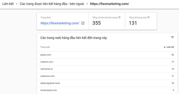 Kiểm tra link bằng webmaster tool