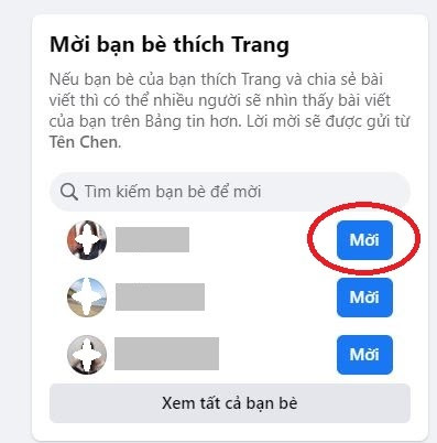 Mời bạn bè thích trang