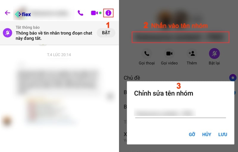 sửa tên cho nhóm chat Messenger