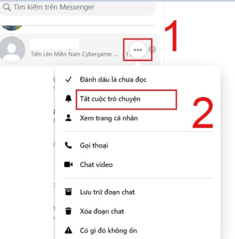 Tắt thông báo tin nhắn nhóm Messenger máy tính